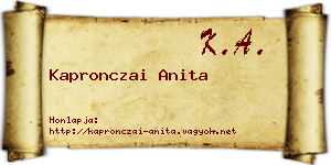 Kapronczai Anita névjegykártya